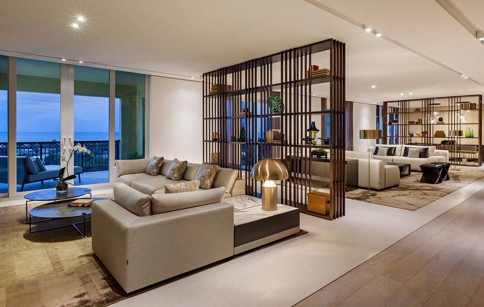 Designed by Eric Dyer of Troy Dean Interiors, a modern living space is given a comfy vibe with ARTHUR