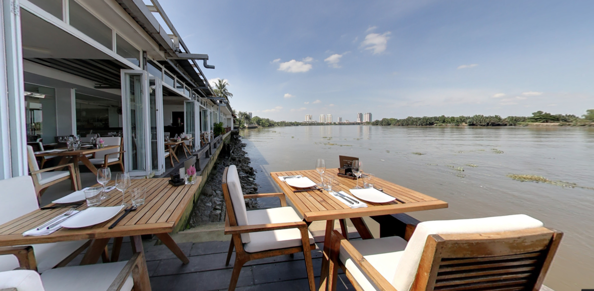View of Saigon River from a waterfront cafe in Thao Dien